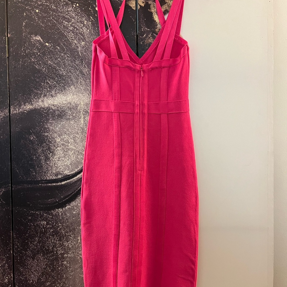 Bebe Fuchsia Pink Bandaid Sexy Cocktail Dress - Picture 8 of 14
